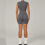 Yoga Sets Workout Sets Women Tracksuit 2 Pieces Gym Suits Yoga Short Sleeves High Waist Shorts Outfits Running Fitness Clothes