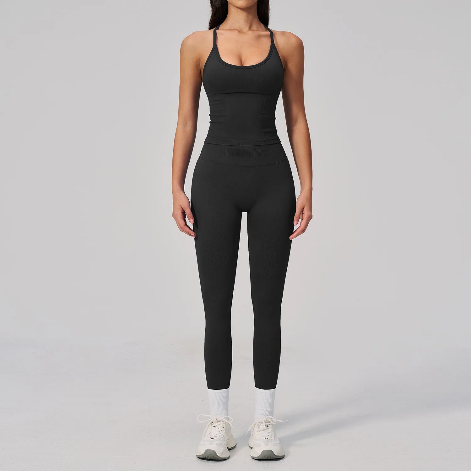 2 Pieces Seamless Yoga Set Women Tracksuit Gym Clothing Scrunch Bum Leggings Padded Bra Workout Outfits Fitness Sportswear Suits