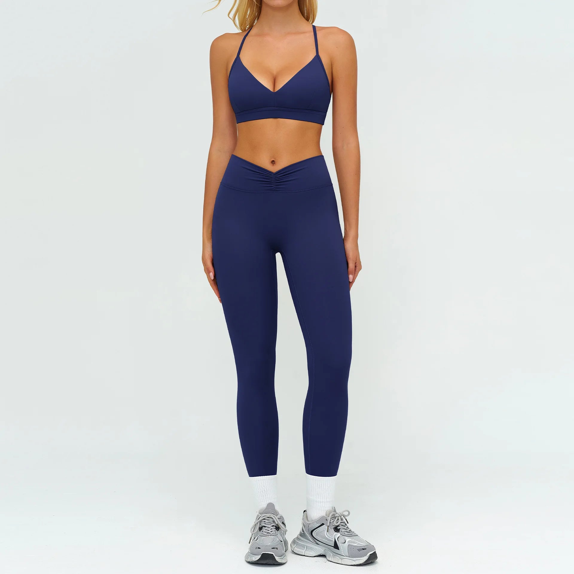 Yoga Set 2PCS Women Tracksuit Sportswear Workout Clothes Athletic Wear Gym Legging Fitness Bra Crop Top Long Sleeve Sports Suits