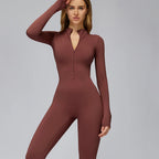 Winter Fleece Jumpsuit Women Tracksuit Yoga Set Zipper Rompers Long Sleeved Fitness Sports Bodysuit Gym Push Up Workout Clothes