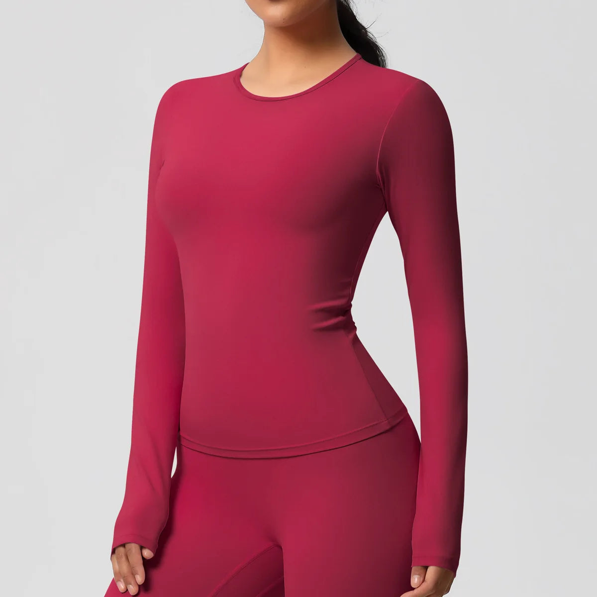 JUREN Yoga Shirts For Women Long Sleeve Fitness Running Push Up Gym Clothes Workout Dry Fit Breathable High Elastic Sports Top
