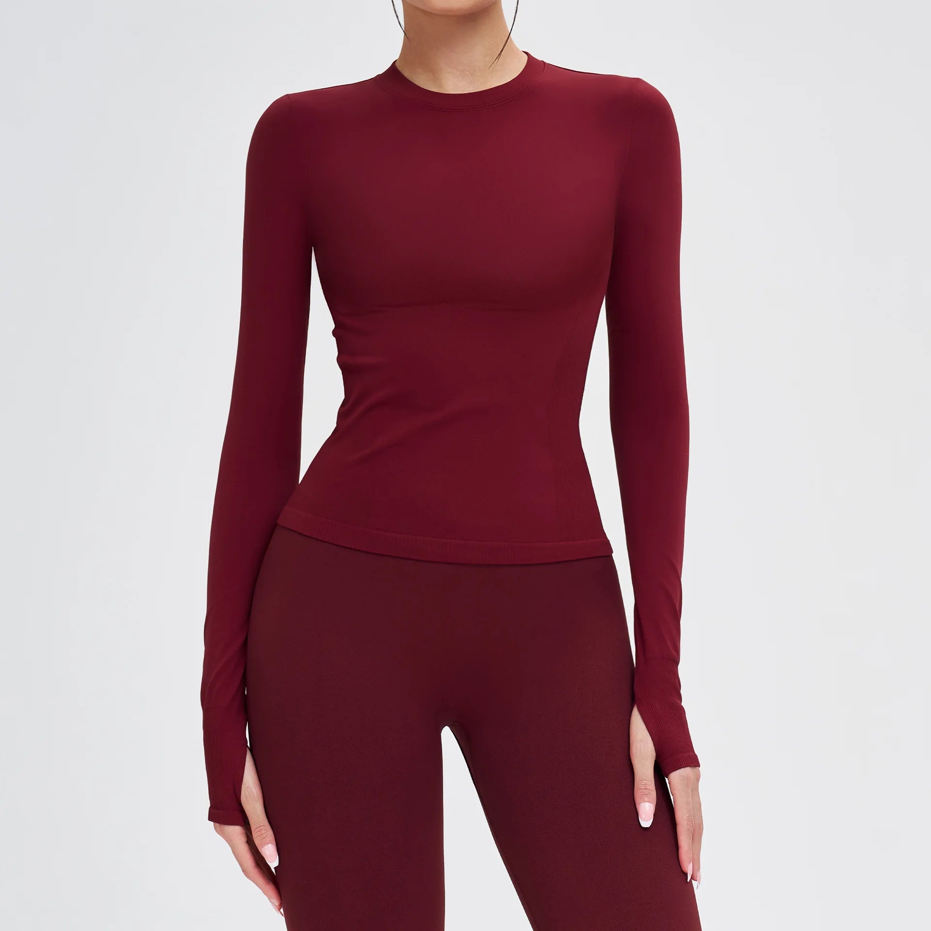JUREN Seamless Yoga Shirts For Women Long Sleeve Fitness Running Gym Clothes Workout Dry Fit Breathable High Elastic Sports Top