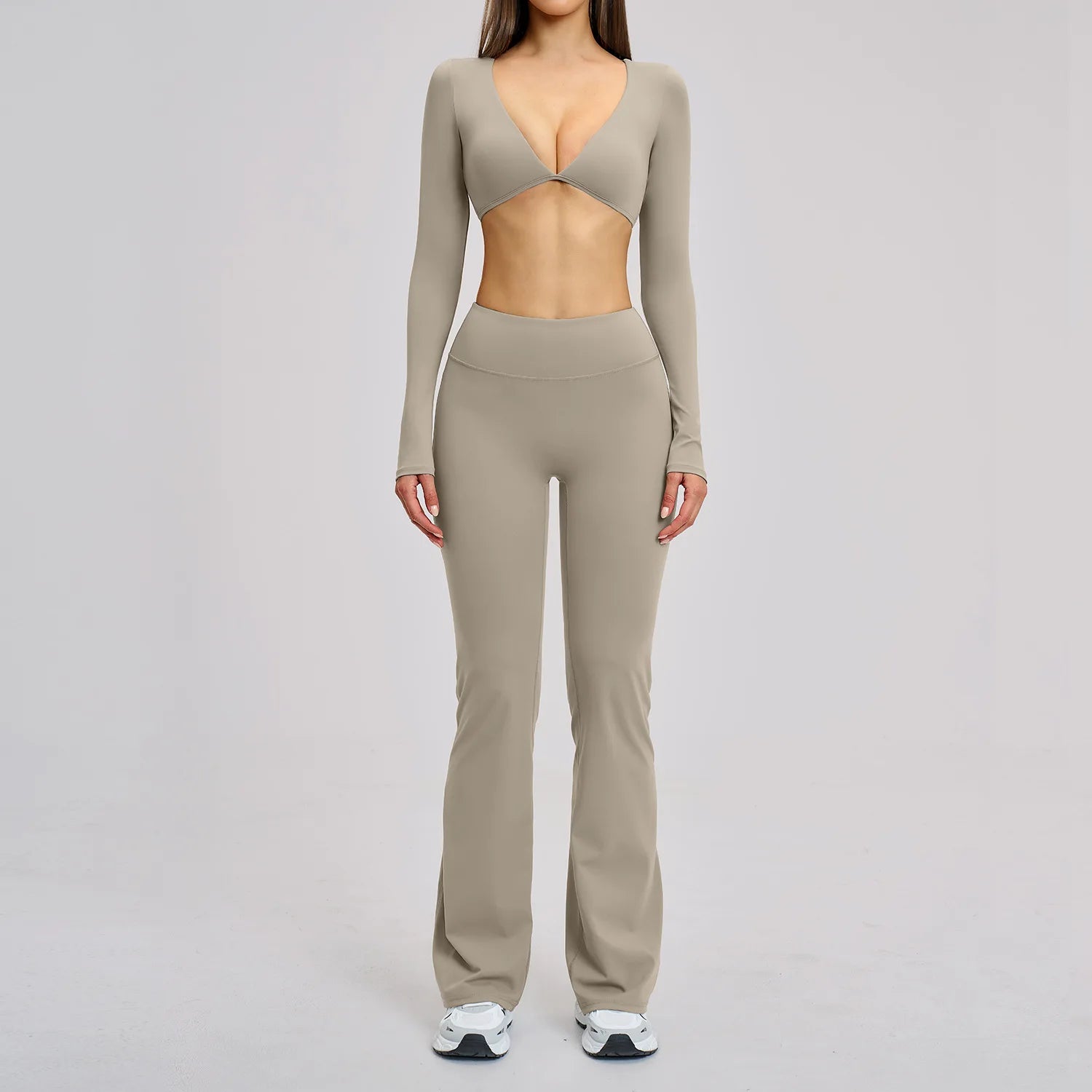 Yoga Set 2PCS Women Tracksuit Sportswear Yoga Outfits Workout Clothes Athletic Wear Gym Legging Fitness Long Sleeve Sports Suits