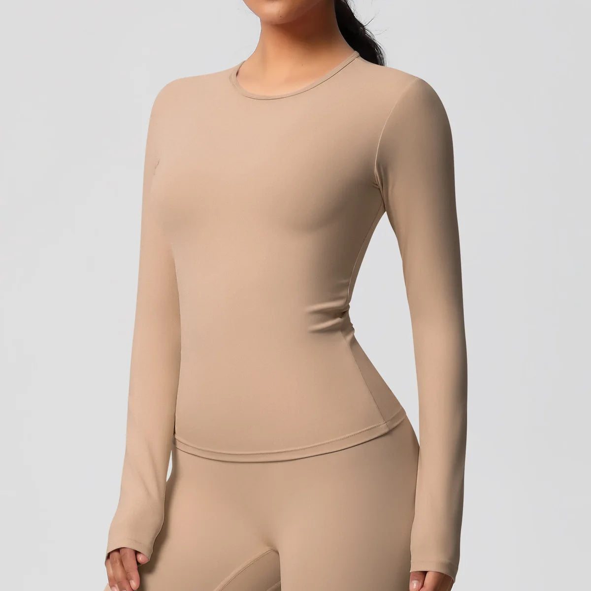 JUREN Yoga Shirts For Women Long Sleeve Fitness Running Push Up Gym Clothes Workout Dry Fit Breathable High Elastic Sports Top