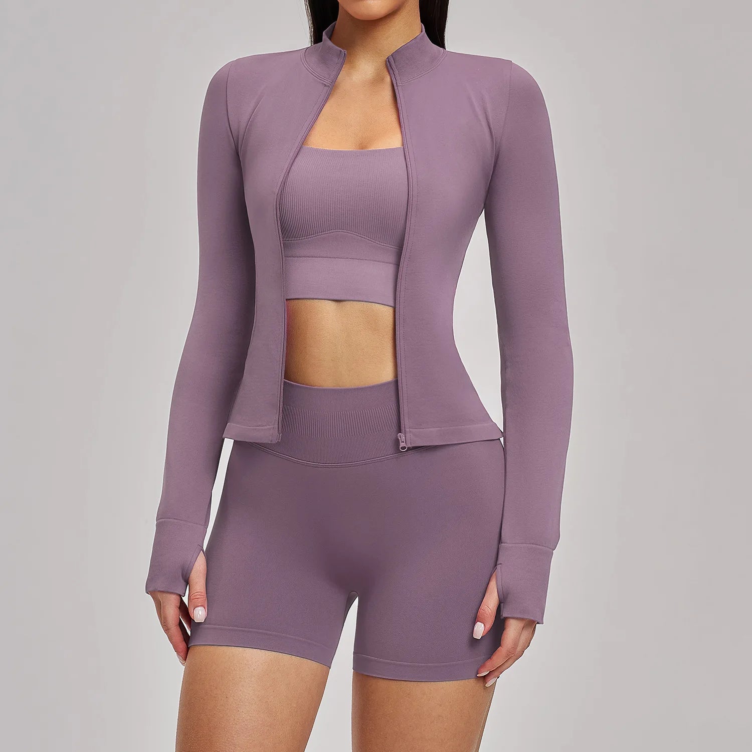 Seamless Yoga Set Women's Tracksuit Gym Long Sleeves Fitness Outfits Woman 3 Pieces Leggings Sports Bra Sportwear Woman Clothes