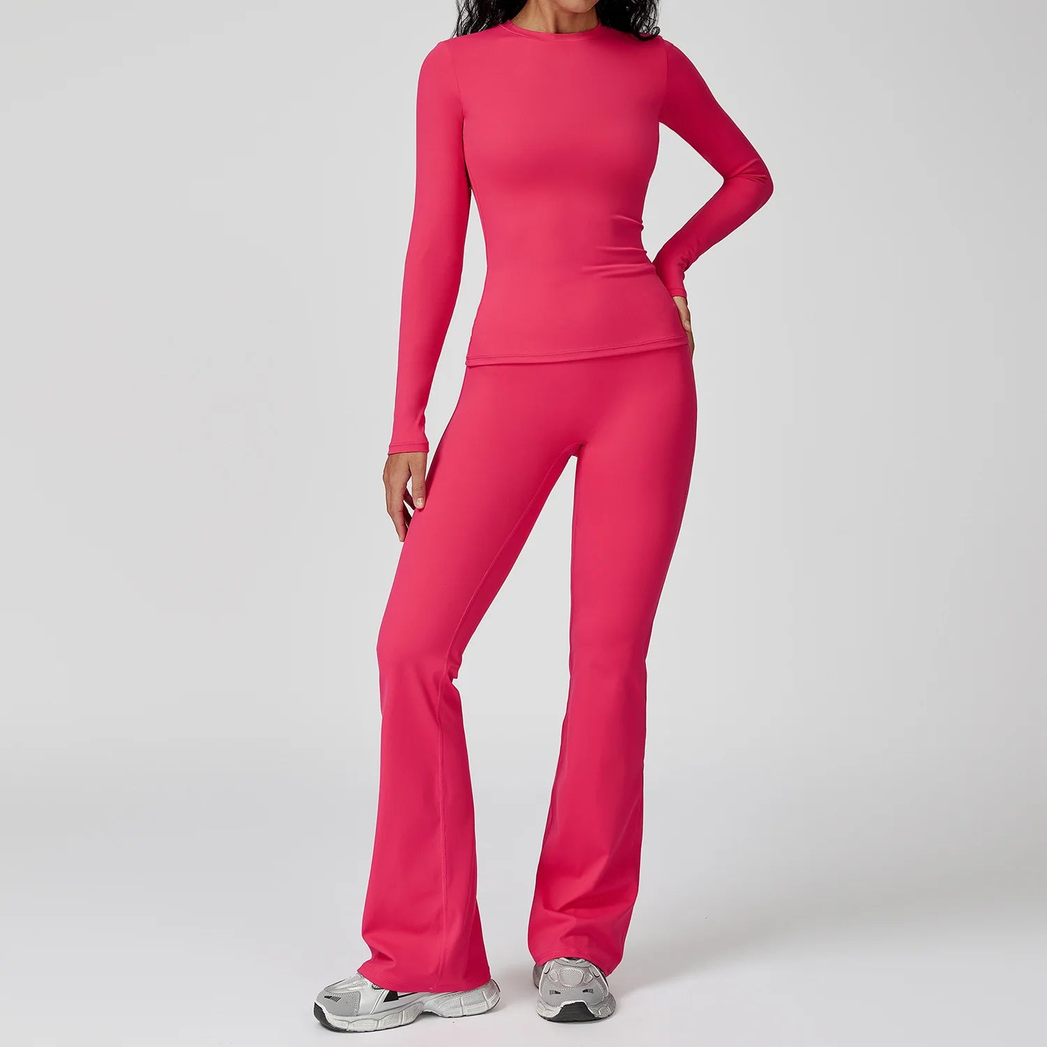 2PCS Yoga Suit Sports Set Gym Set Women Tracksuit Running Workout Clothes Female Long Sleeve Fitness Athletic Wear Yoga Clothing