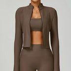 Yoga Jacket Women's Coat Standing Collar Yoga Long Sleeved Sports Jacket Running Training Fitness Top Gym Workout Running Tops
