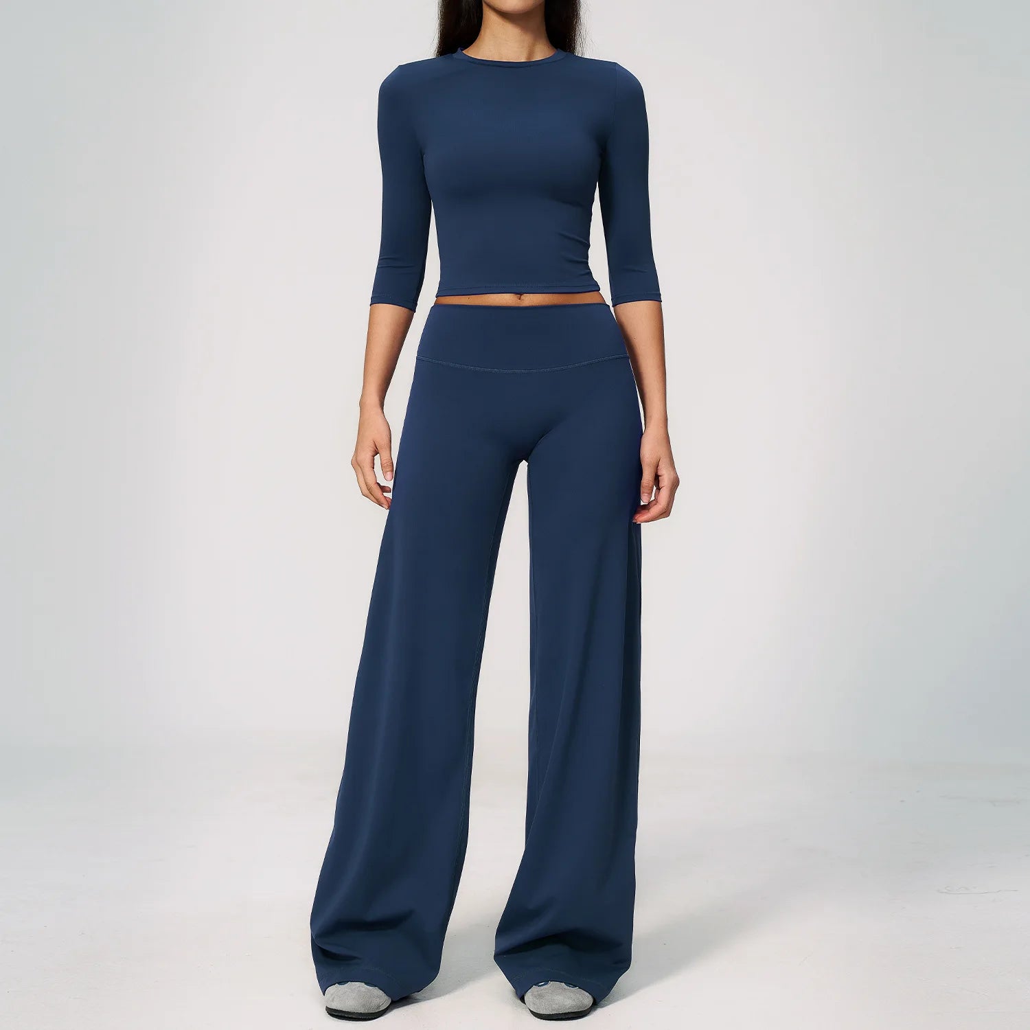 Yoga Set 2PCS Women Tracksuit Sportswear Workout Clothes Athletic Wear Gym Legging Fitness Bra Crop Top Half Sleeve Sports Suits