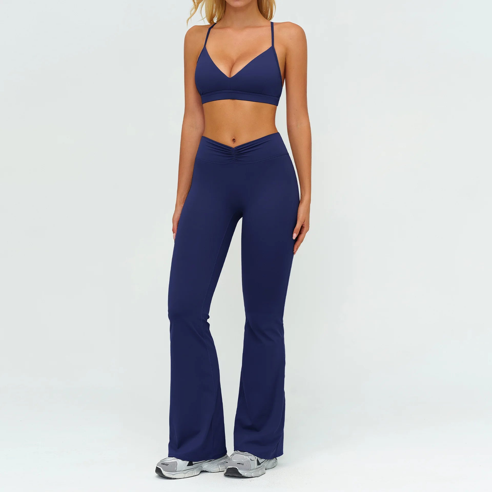 Yoga Set 2PCS Women Tracksuit Sportswear Workout Clothes Athletic Wear Gym Legging Fitness Bra Crop Top Long Sleeve Sports Suits
