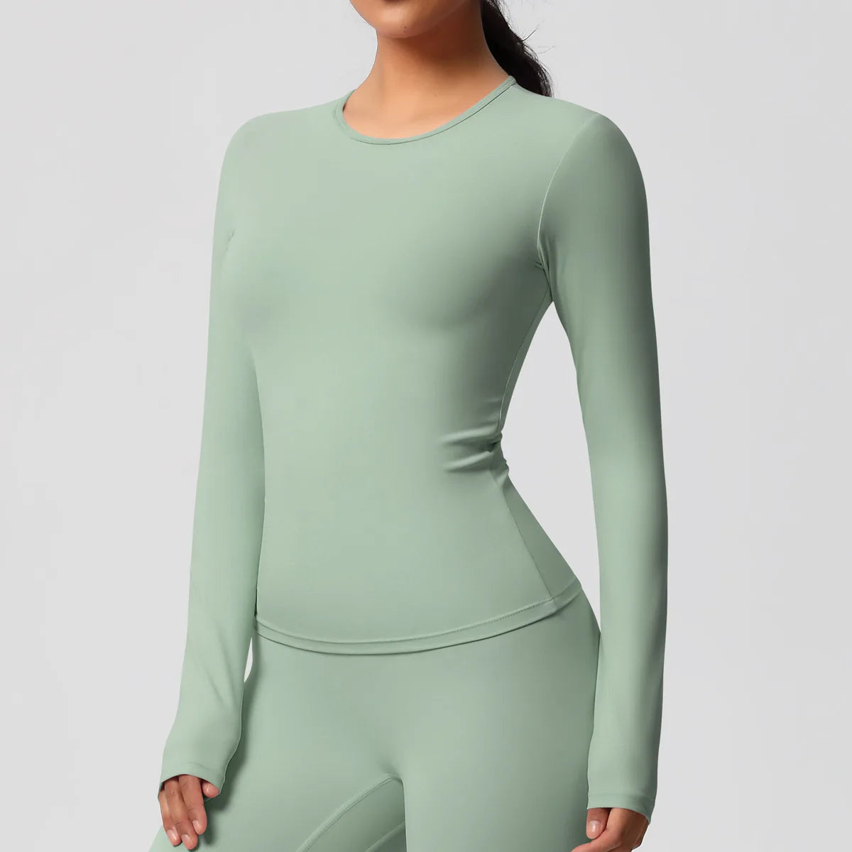 JUREN Yoga Shirts For Women Long Sleeve Fitness Running Push Up Gym Clothes Workout Dry Fit Breathable High Elastic Sports Top