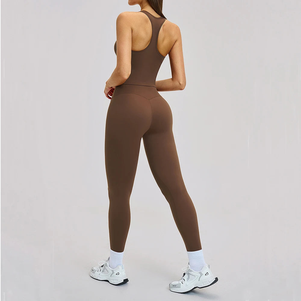 Athletic Wear 2Pcs Yoga Clothes Women Tracksuit Pilates Fitness Suit Gym Outfits Workout Push Up Clothes Sports Bra Leggings Set