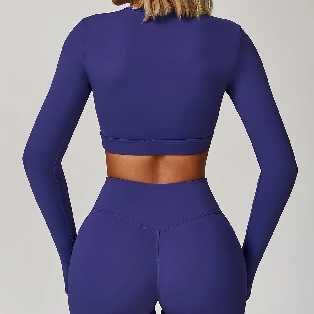 Women Yoga Shirts Crop Top Long Sleeves Sexy Hollow Out Shirts for Women Yoga Sports Fitness Gym Clothes Push Up Workout Tops