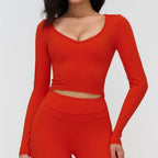 Women Yoga Shirts Crop Top Long Sleeves Shirts Women Yoga Sports Fitness T-shirt Running Gym Clothes High Elastic Workout Tops