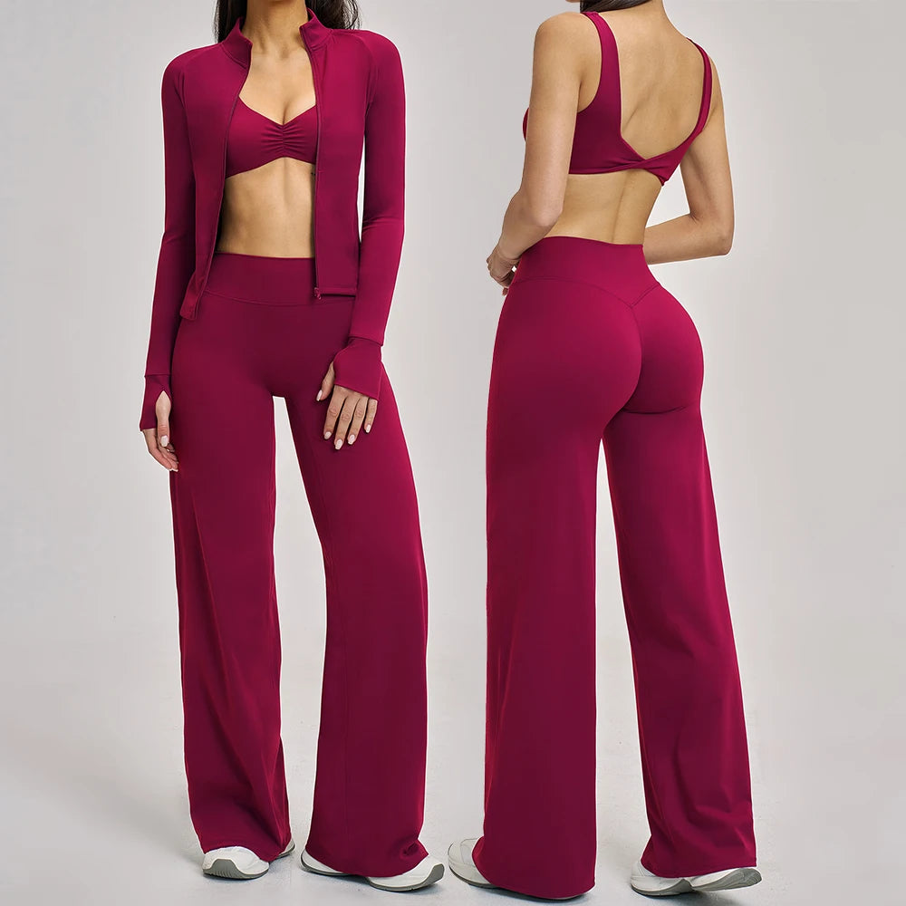 Yoga Suit 2/3PCS Sports Set Women Tracksuit Gym Set Running Workout Clothes Long Sleeve Sports Bra Athletic Wear Yoga Clothing