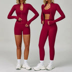 2/3PCS Women's Tracksuit Yoga Set Push Up Workout Sportswear Gym Clothing High Waist Leggings Fitness Long Sleeved Sports Suits