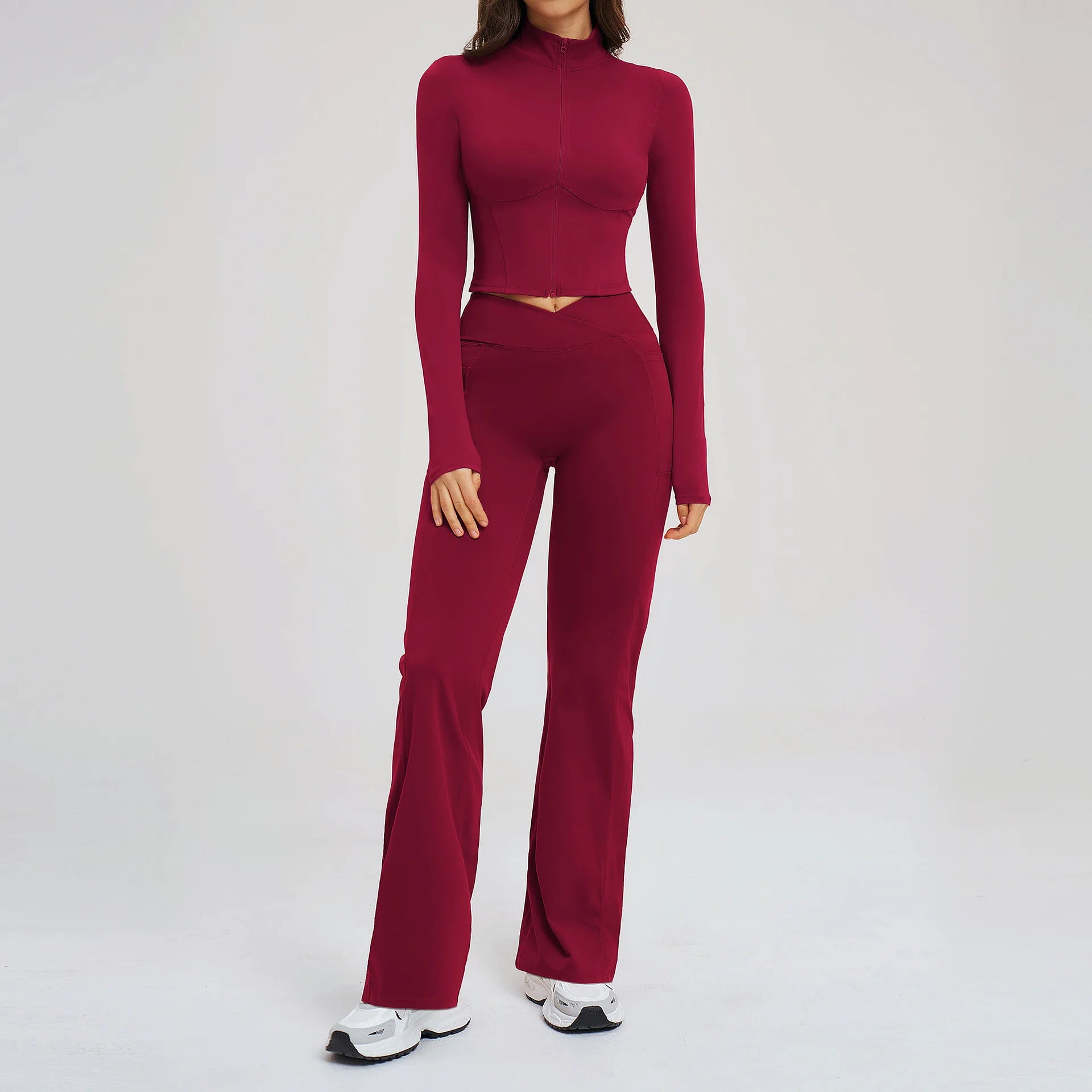 Yoga Set 2PCS Sportswear Sports Outfits Women Tracksuits Yoga Suit Gym Clothes Workout Legging Fitness Long Sleeve Sports Suit