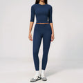Yoga Set 2PCS Workout Outfits Fitness Half Sleeved Sportswear Gym Tracksuit Leggings Sports Bra Athletic Wear Set Women Clothes