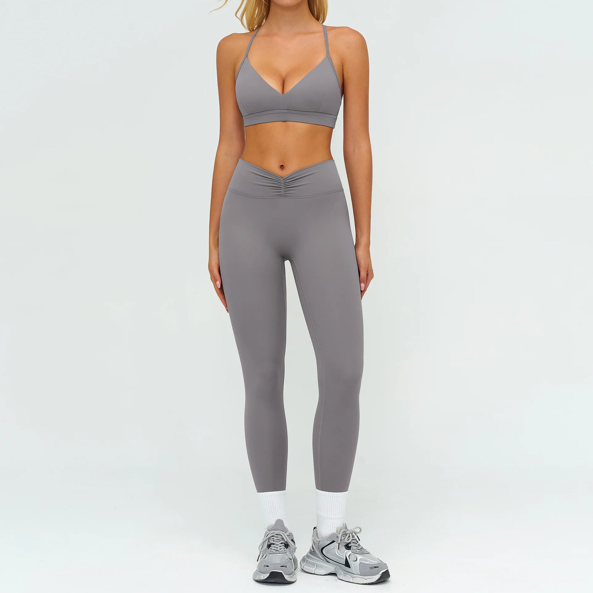 Yoga Set 2PCS Women Tracksuit Sportswear Workout Clothes Athletic Wear Gym Legging Fitness Bra Crop Top Long Sleeve Sports Suits
