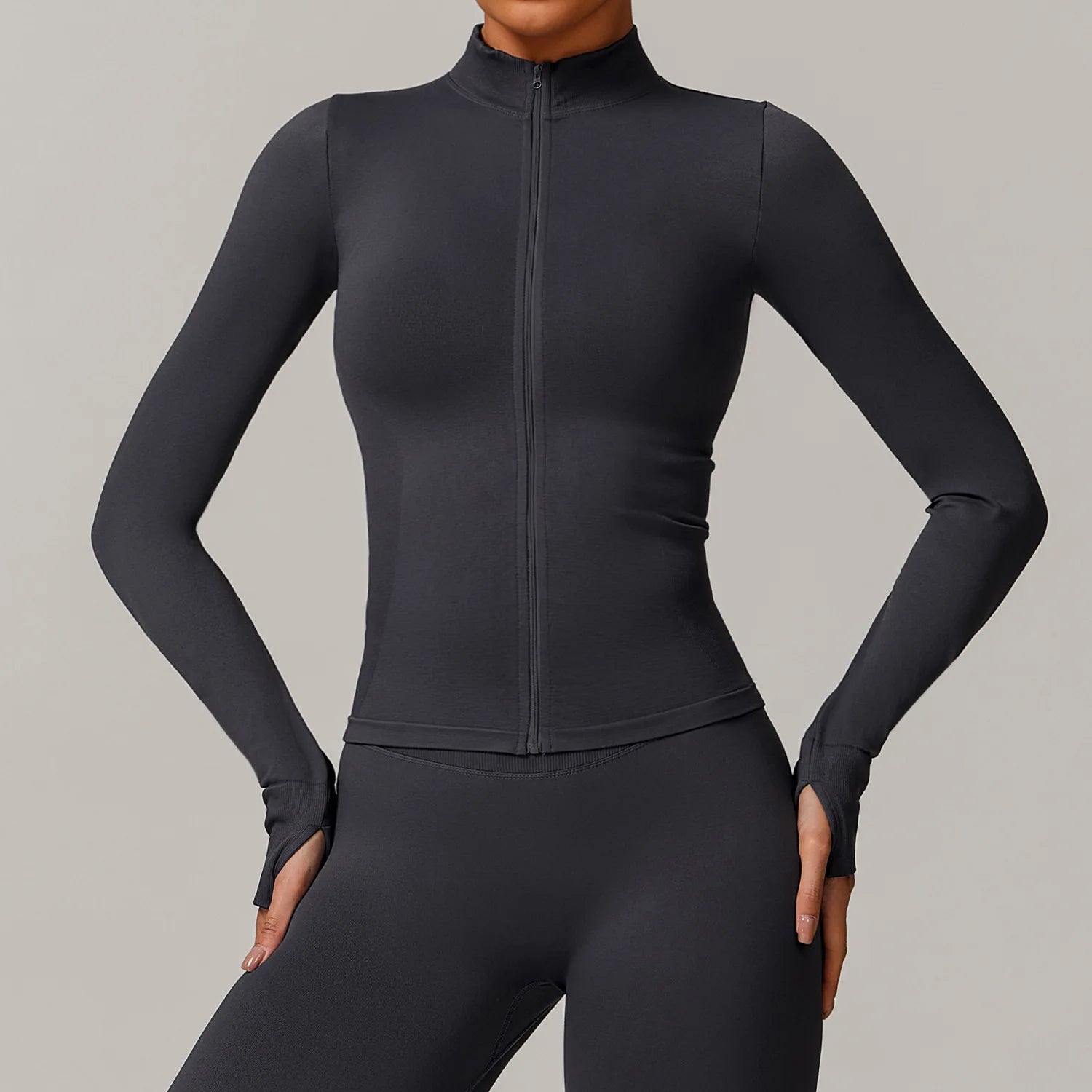 Zipper Long Sleeve Women Jacket Crop Tops Yoga T-shirts Solid Sports Top Running Shirts Sexy Quick Dry Fitness Gym Sport Wear