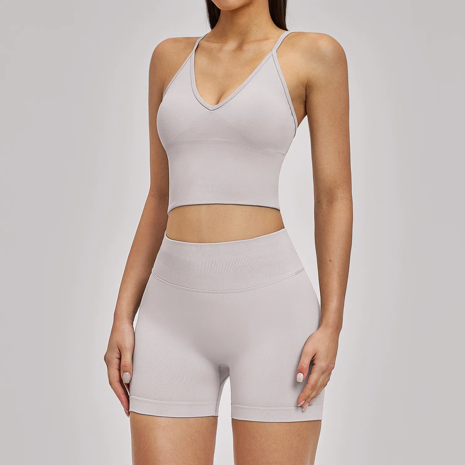 2pcs Seamless Yoga Suit Women Tracksuit Sports Bra High Waist Leggings Shorts Outfit Gym Set Fitness Workout Clothes Sportswear