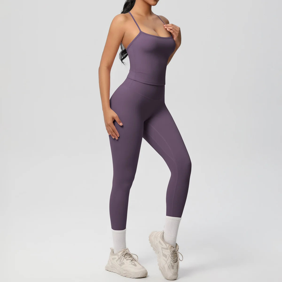 JUREN Yoga Outfits Women Tracksuit Fitness Suit Training Sleeveless Sport Gym Set Workout Overalls Sports Underwear Sportswear