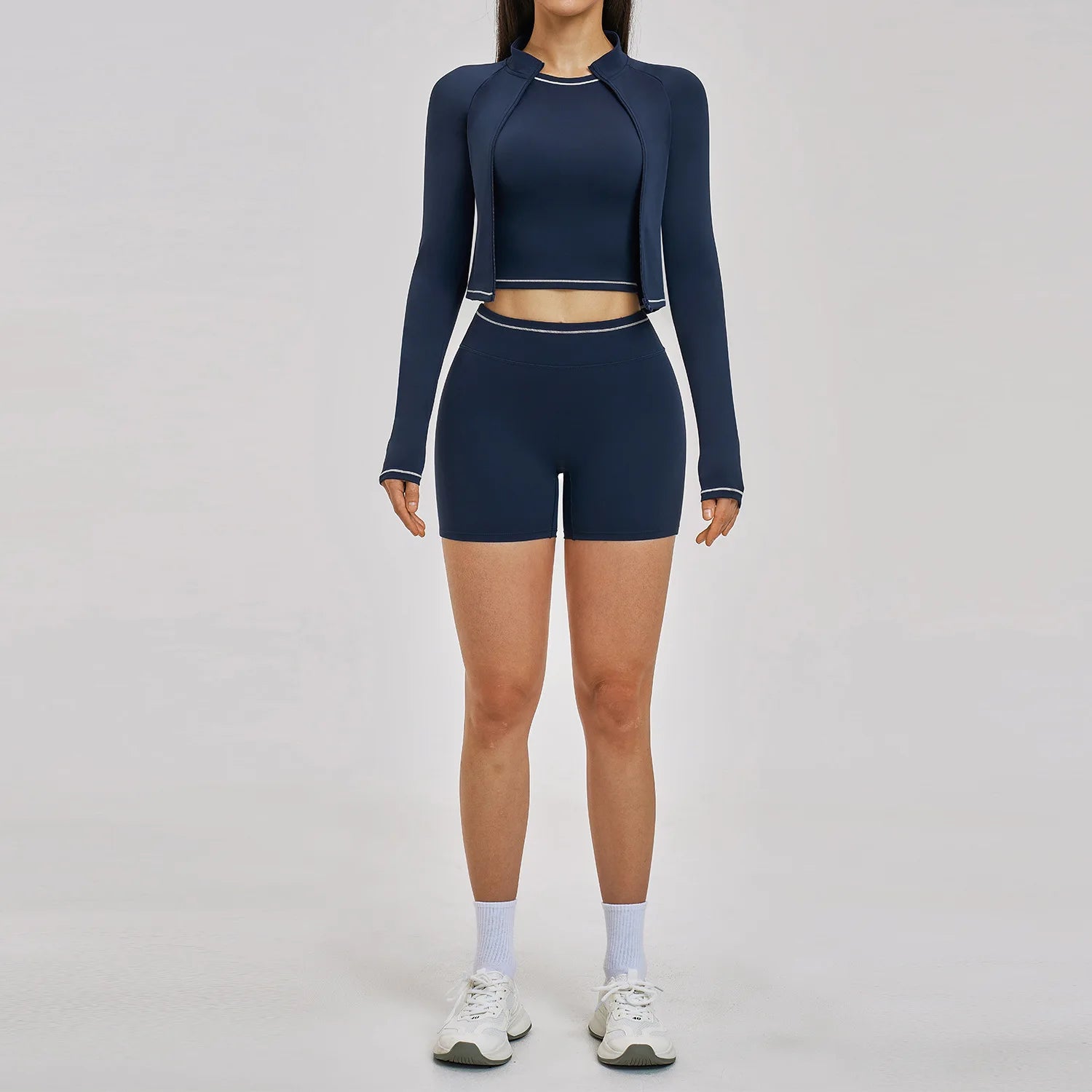 Yoga Suit 3PCS Sports Set Women Outfits Sportswear Gym Sets Women Tracksuit Running Workout Long Sleeve Sports Bra Yoga Clothing