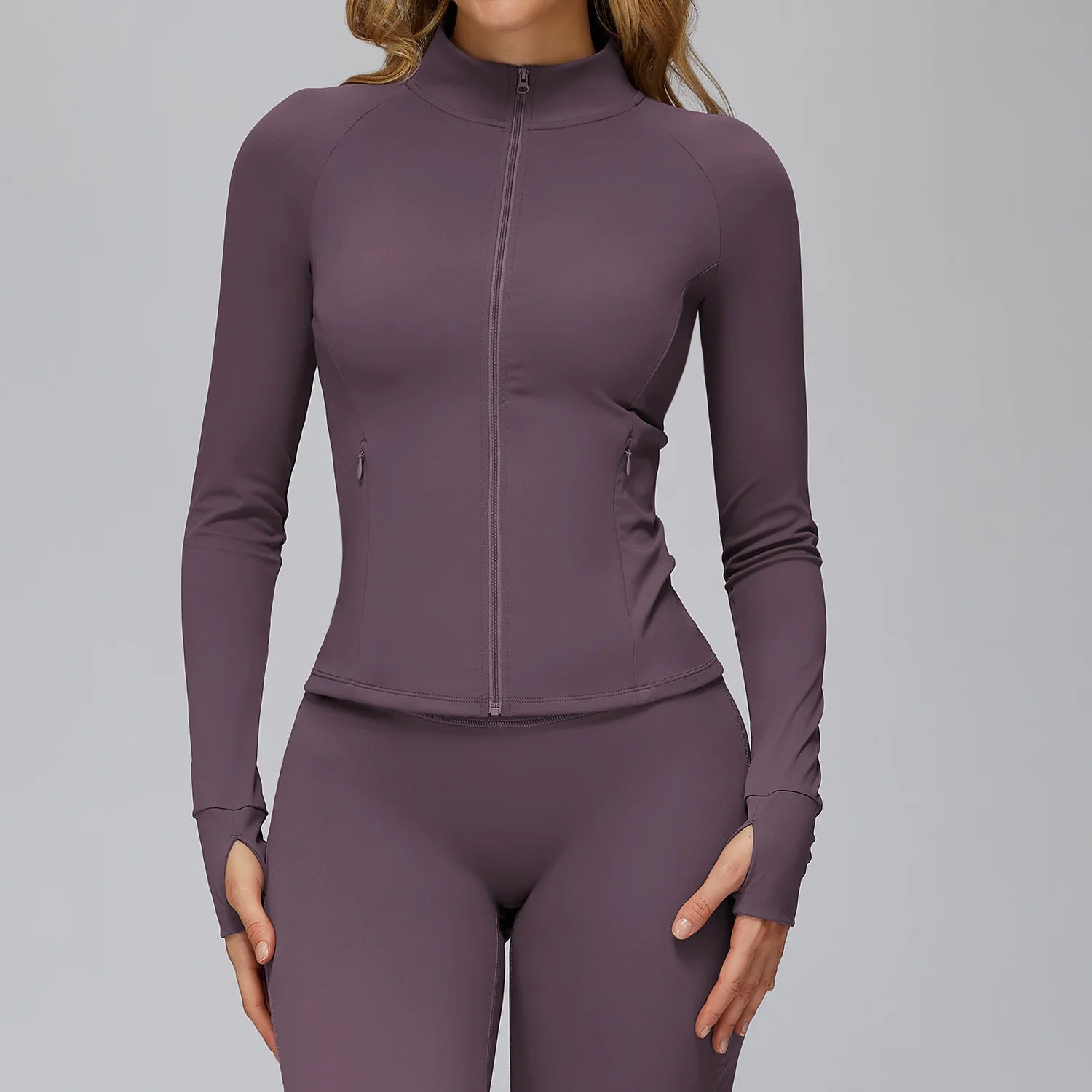 Zipper Jacket Women Crop Tops Pocket Yoga T-shirts Solid Sports Top Long Sleeve Running Shirts Quick Dry Fitness Gym Sport Wear