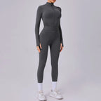 Women Tracksuit Yoga Set One-piece Suit Female Rompers Quick Dry Yoga Clothing Workout Bodysuits Sports Jumpsuit Long Sleeved