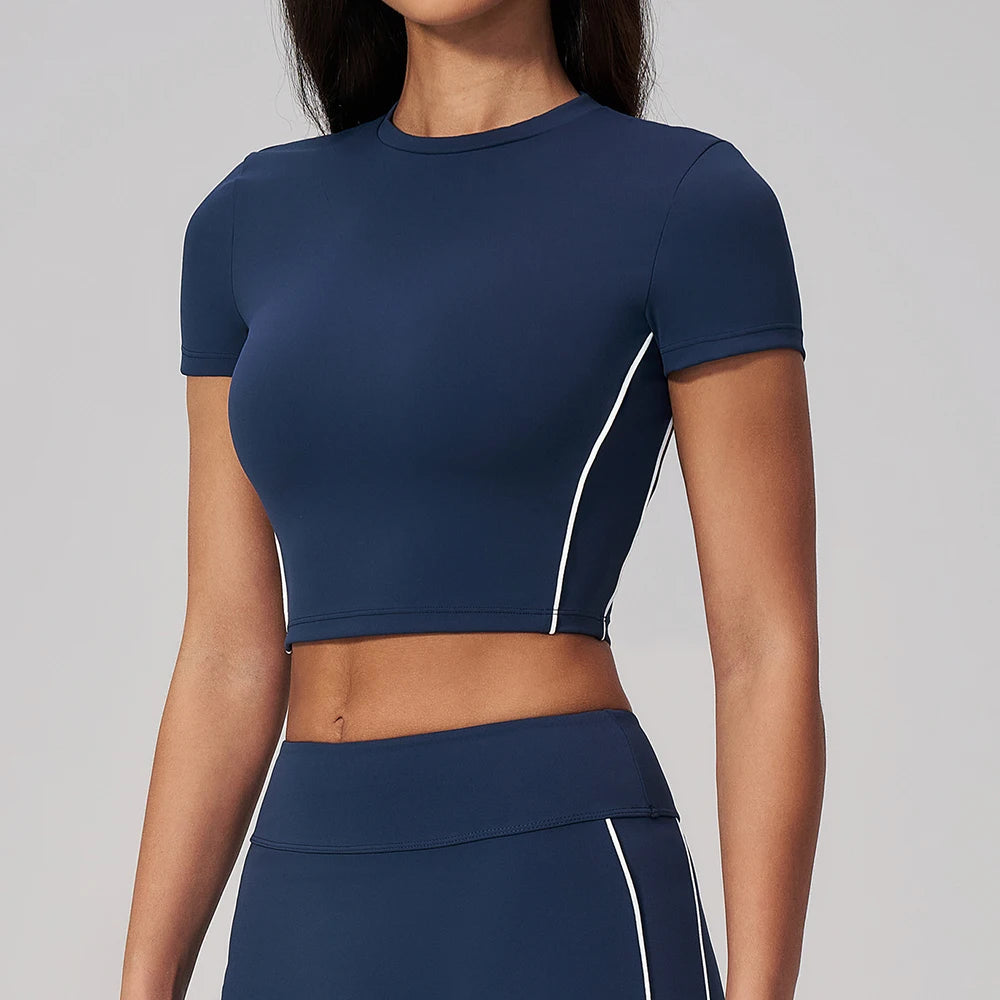 Summer Yoga Short Sleeves Women Yoga Top Tight Sport T Shirts Fitness Clothes Short Sleeve Yoga Shirt Gym Top Running Sport Top