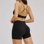 Yoga Set 2PCS Women's Tracksuit Sexy Sport Bra High Waist Sports Shorts Gym Outfits Fitness Sleeveless Workout Suit Sporstwear
