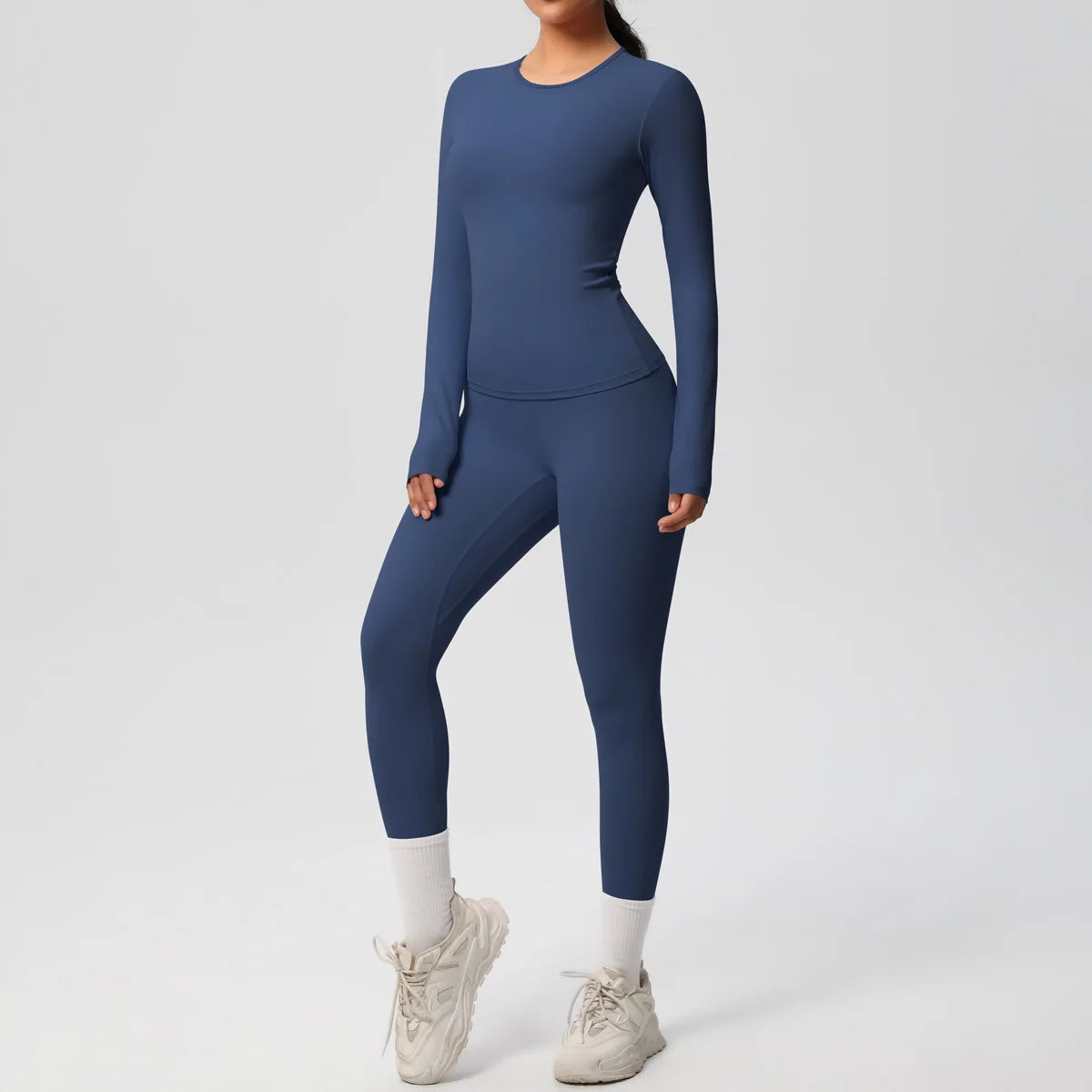 JUREN 2PCS Yoga Suit Sports Set Women Sportswear Gym Set Women Tracksuit Running Workout Long Sleeve Sports Shirt Yoga Clothing