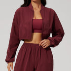 New Summer Yoga Long Sleeved Jacket For Women Sun Protection Outdoor Sports Fitness Short Standing Collar Sun Protection Jacket
