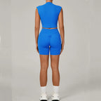 Yoga Sets Workout Sets Women Tracksuit 2 Pieces Gym Suits Yoga Short Sleeves High Waist Shorts Outfits Running Fitness Clothes