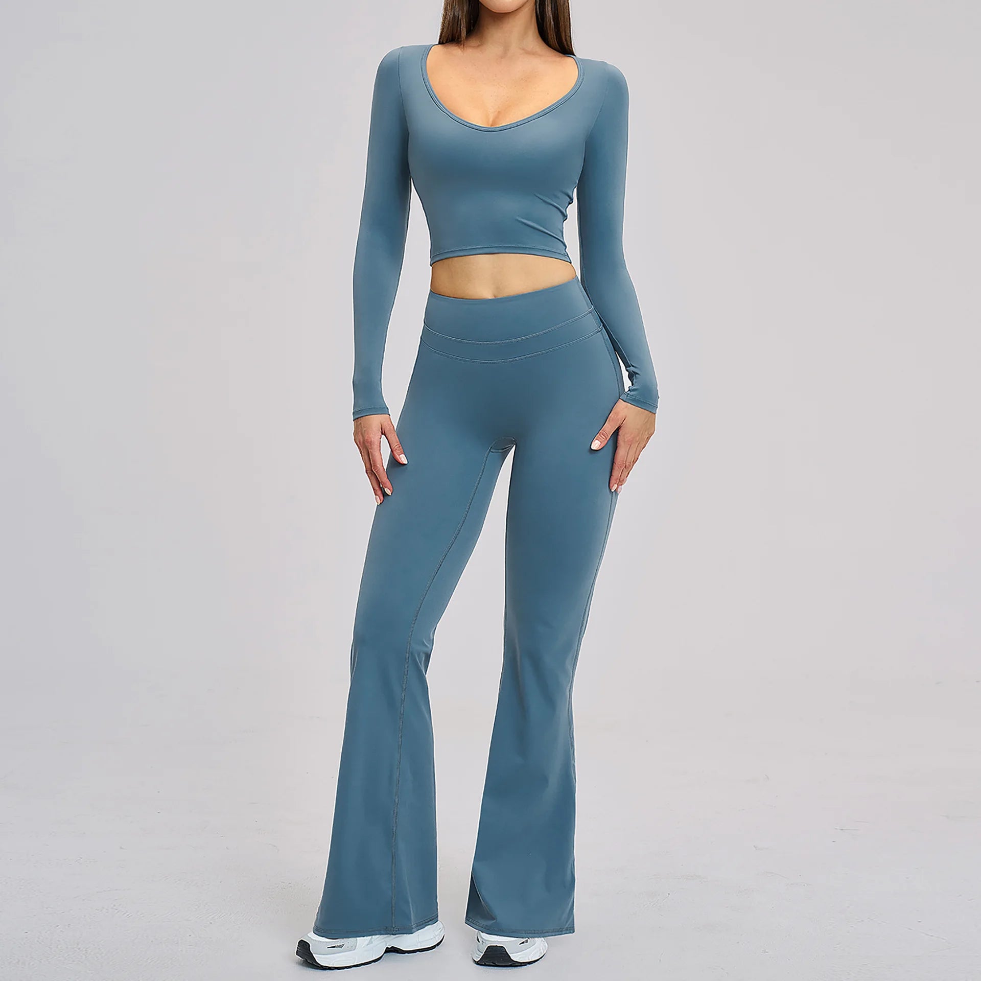 Yoga Set Women's Tracksuit Sportswear Workout Clothes Athletic Wear Sports Outfits Gym Legging Fitness Bra Long Sleeve Yoga Suit