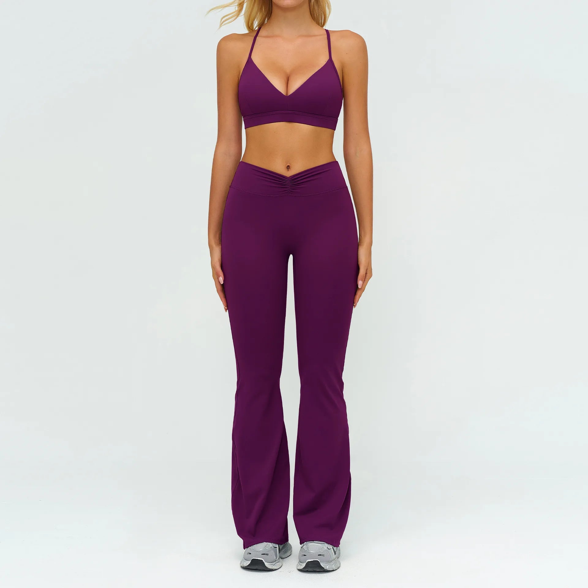 Yoga Set 2PCS Women Tracksuit Sportswear Workout Clothes Athletic Wear Gym Legging Fitness Bra Crop Top Long Sleeve Sports Suits