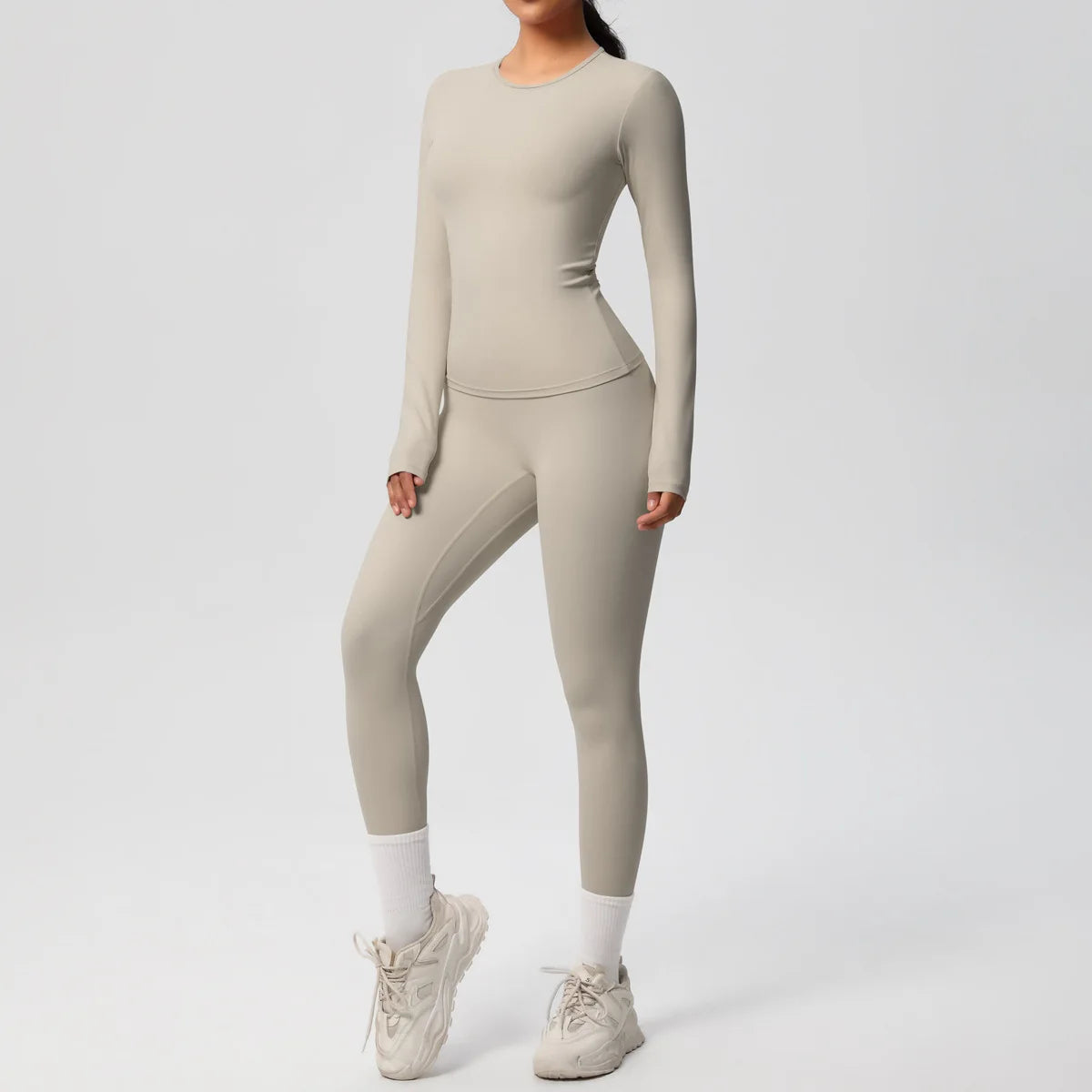 JUREN 2PCS Yoga Suit Sports Set Women Sportswear Gym Set Women Tracksuit Running Workout Long Sleeve Sports Shirt Yoga Clothing