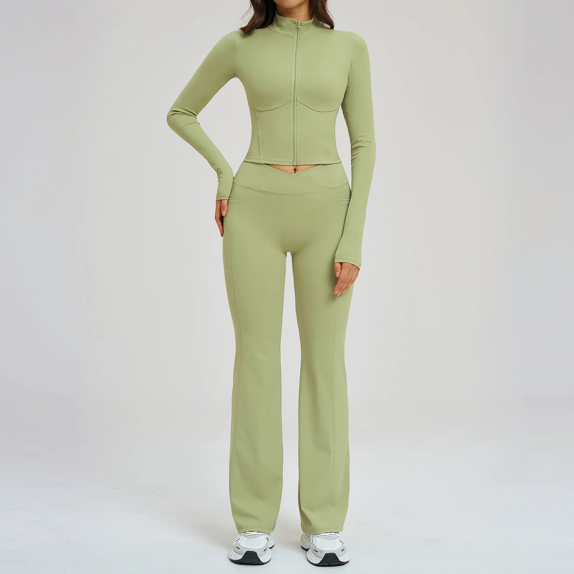 Yoga Set 2PCS Sportswear Sports Outfits Women Tracksuits Yoga Suit Gym Clothes Workout Legging Fitness Long Sleeve Sports Suit
