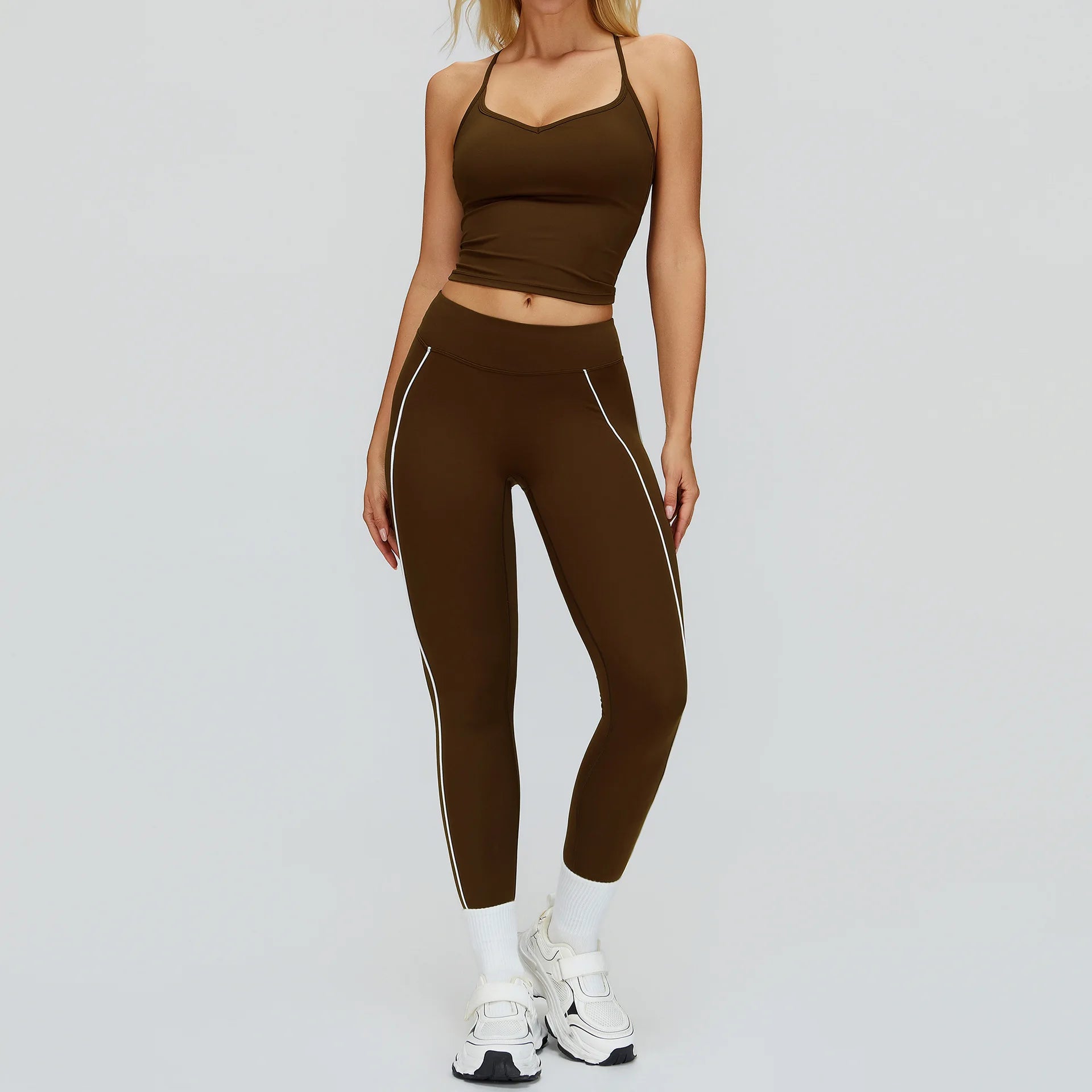 2PCS Yoga Clothes Women Tracksuit Athletic Wear Pilates Fitness Suit Gym Outfits Workout Push Up Clothes Sports Bra Leggings Set
