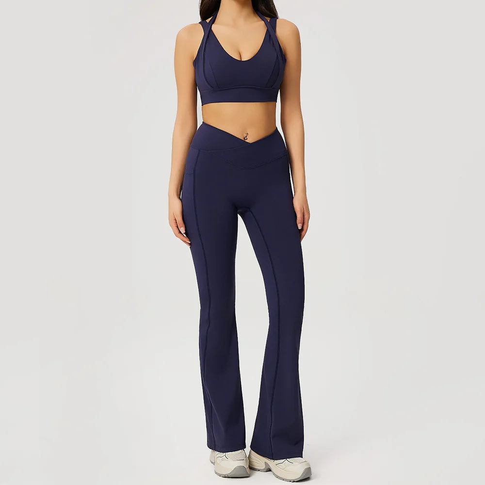 2 Pieces Yoga Set For Women Gym Clothes Sportswear Yoga Suits Fitness Short Sleeve Crop Top Tracksuits Sports Bra Gym Leggings