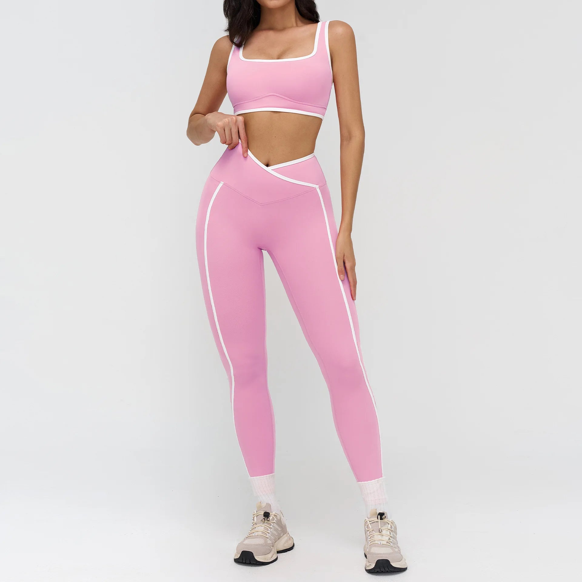 2 Pieces Yoga Set Workout Outfits Fitness Sportswear Gym Tracksuit High Waist Leggings Sports Bra Athletic Wear Women Clothes