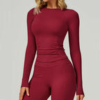 Women's Long Sleeve Top Yoga Shirts Running T-Shirt Workout Fitness Long Sleeve Gym Push Up Sports Top Sexy Training Crop Top