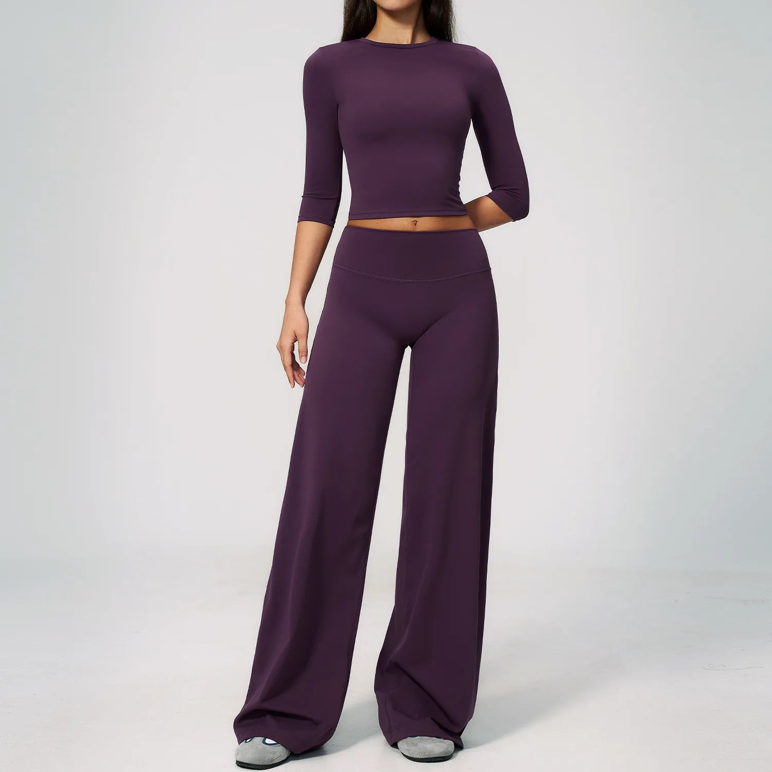 Yoga Set 2PCS Women Tracksuit Sportswear Workout Clothes Athletic Wear Gym Legging Fitness Bra Crop Top Half Sleeve Sports Suits