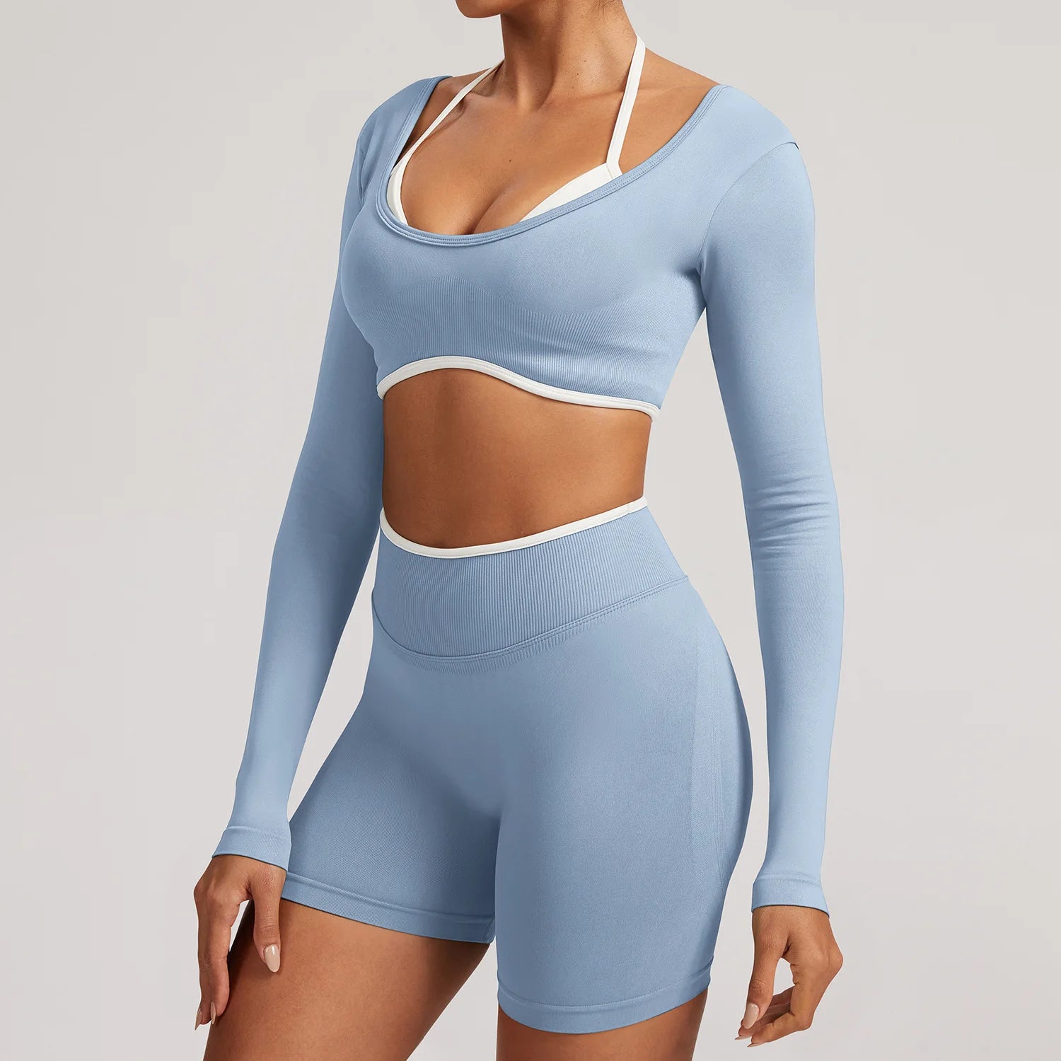 Seamless Yoga Set 2PCS Women Tracksuit Workout Outfits Sportswear Gym Clothes Fitness Leggings Sports Long Sleeves Athletic Wear