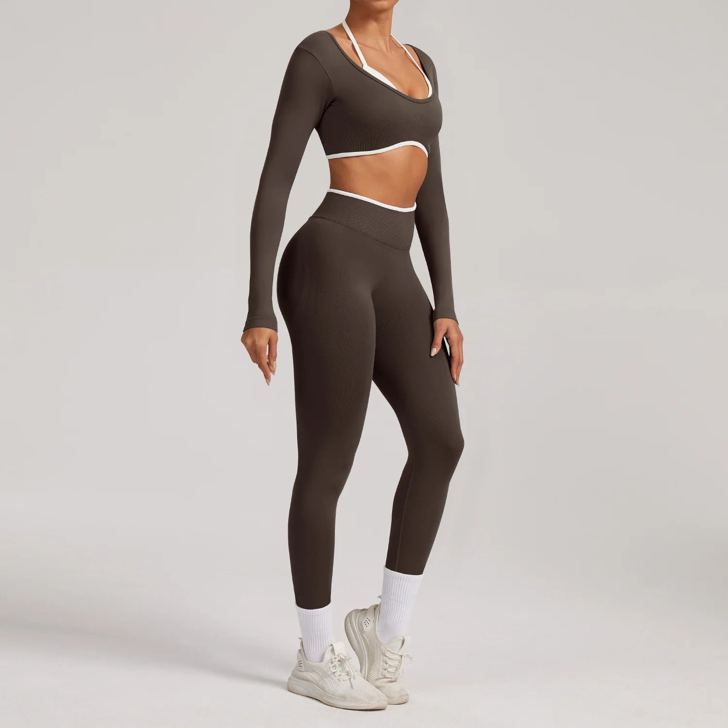 Seamless Yoga Set 2PCS Women Tracksuit Workout Outfits Sportswear Gym Clothes Fitness Leggings Sports Long Sleeves Athletic Wear