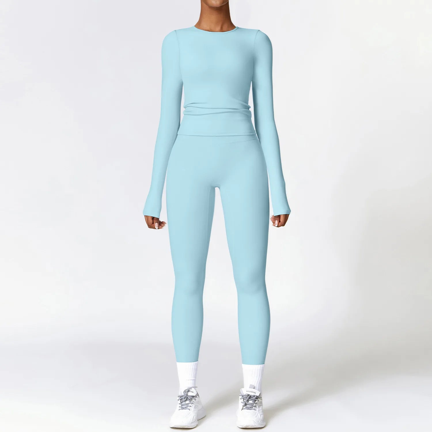 2PCS Yoga Suit Women Sports Outfits Quick-Drying Gym Set Women Tracksuit Running Workout Long Sleeve Sports Shirt Yoga Clothing