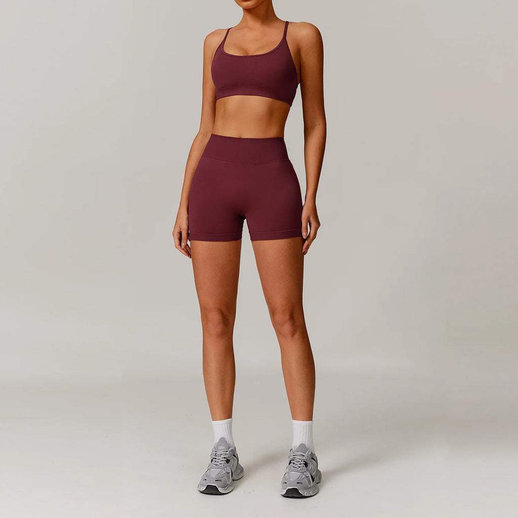 Seamless 2 Pieces Yoga Suit for Women Tracksuit Fitness Athletic Wear Gym Clothes Sports Bra Shorts Workout Sets Gym Set Outfits