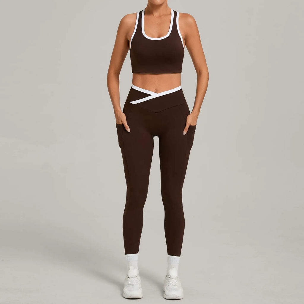 Yoga Set Women Tracksuit Athletic Wear 2 Piece Pilates Fitness Suit Gym Clothes Workout Push Up Clothes Sports Bra Leggings Suit