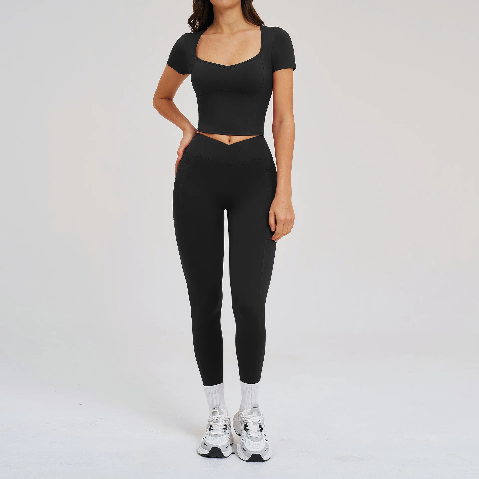 Sportswear 2PCS Yoga Suit Women Outfits Gym Set Women Tracksuit Sports Running Workout Short Sleeves Sports Shirt Yoga Clothing