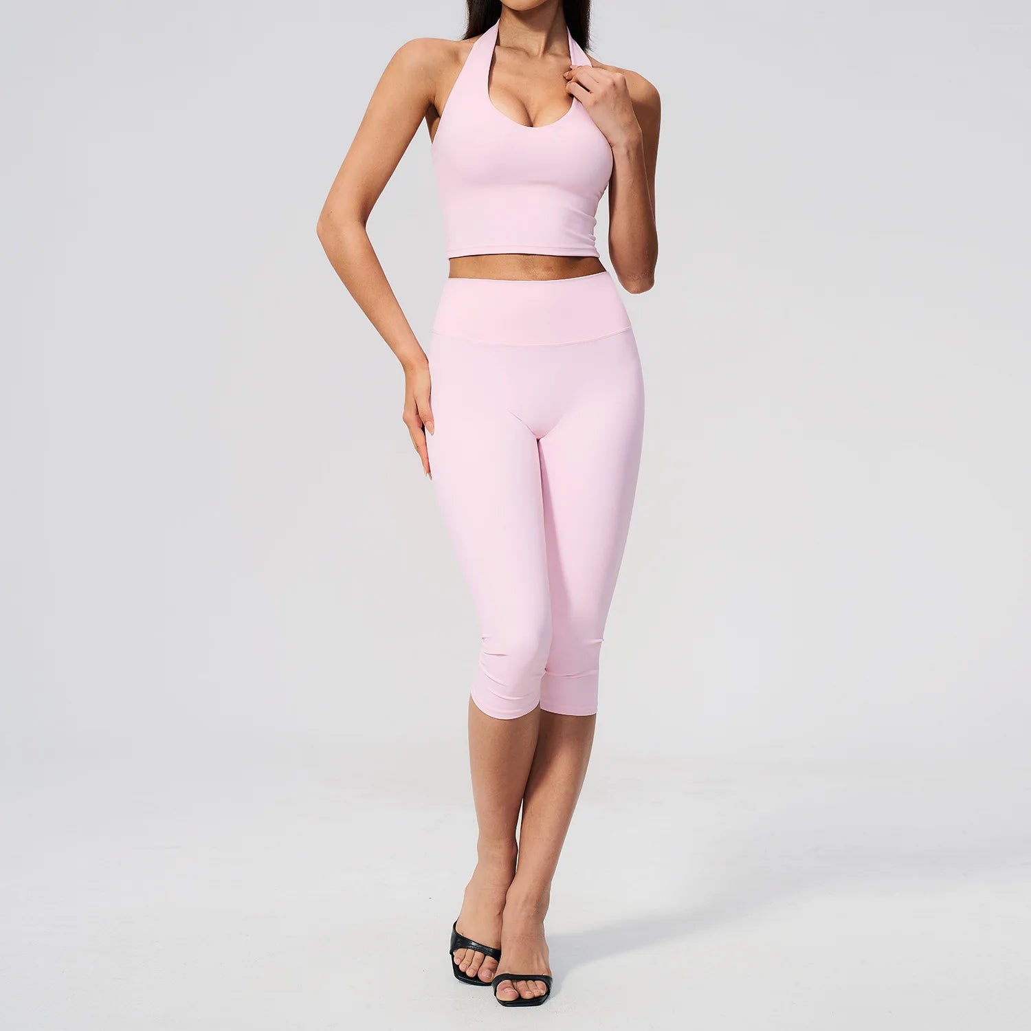 Yoga Capri Pants Set 2PCS Yoga Suit Sports Set Women Clothes Gym Set Women Tracksuit Running Workout Athletic Wear Yoga Clothing