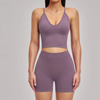 2pcs Seamless Yoga Suit Women Tracksuit Sports Bra High Waist Leggings Shorts Outfit Gym Set Fitness Workout Clothes Sportswear